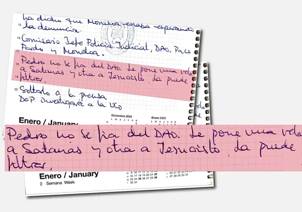 Imagen de la agenda de Leire incorporada a las actuaciones. (R.C.)
