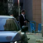 David Sánchez llega a la sexta jornada del juicio en la Audiencia Provincial de Badajoz.
