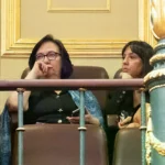 González, este lunes en la tribuna del Congreso durante el discurso del Papa. (Efe)