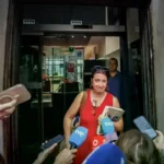 Leire Díez en la sede del PSOE, en la calle Ferraz de Madrid, el 3 de junio de 2025.