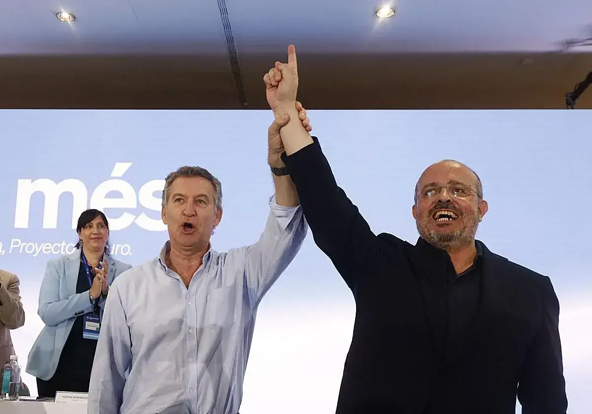 Alberto Núñez Feijóo y el líder del PP catalán, Alejandro Fernández