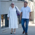 La empresaria Carmen Pano y su chófer Álvaro Gallego a su llegada a la Audiencia Nacional este lunes.