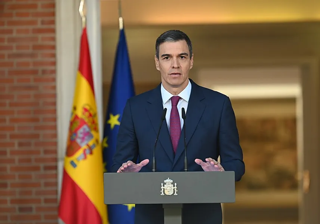 Comparecencia de Sánchez el 24 de abril de 2024 en la que anunció que no se marchaba. (Efe)