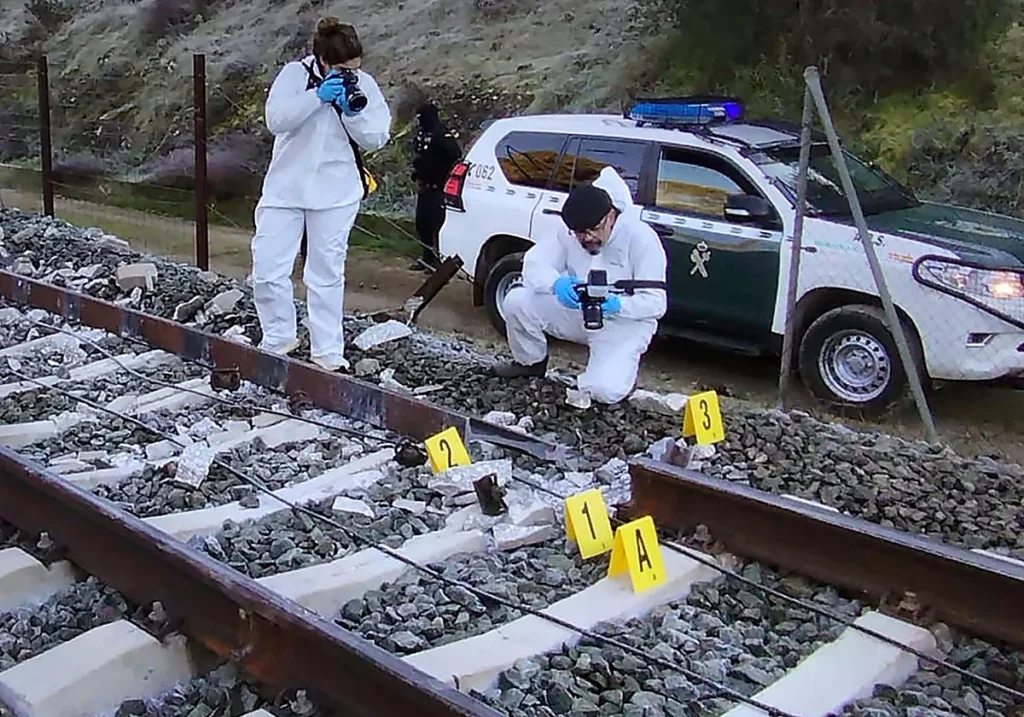 Investigadores de la Guardia Civil en el tramo siniestrado. (Guardia Civil)