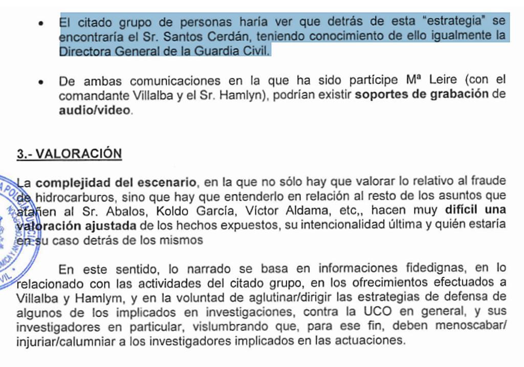 Pasaje de la nota interna de los servicios de información de abril de 2025. (R.C.)