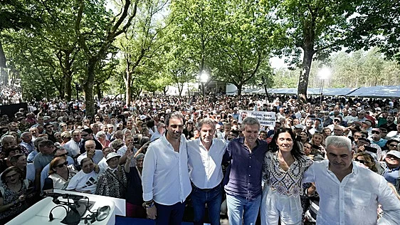 El líder del PP, Alberto Núñez Feijóo, en la romería coruñesa de O Pinto. (R. C.)