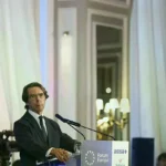 Aznar durante su intervención para presentar a la portavoz del PP en el Congreso, Ester Muñoz.