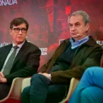 El presidente de la Generalitat de Cataluña, Salvador Illa, y el expresidente del Gobierno, José Luis Rodríguez Zapatero.