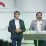 El presidente del PSC, Ferran Pedret, ofrece una rueda de prensa conjunta.