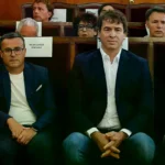 Miguel Ángel Gallardo y David Sánchez, en el banquillo de los acusados de la Audiencia Provincial de Badajoz.