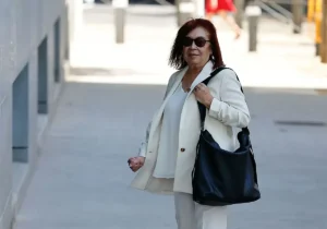Cristina Narbona a su llegada este miércoles a declarar en la Audiencia Nacional.