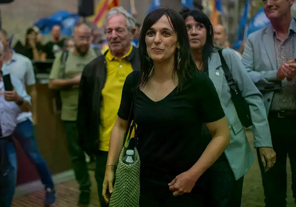 La diputada de Aliança Catalana, Sílvia Orriols, a su llegada a un acto de su partido. (EP)