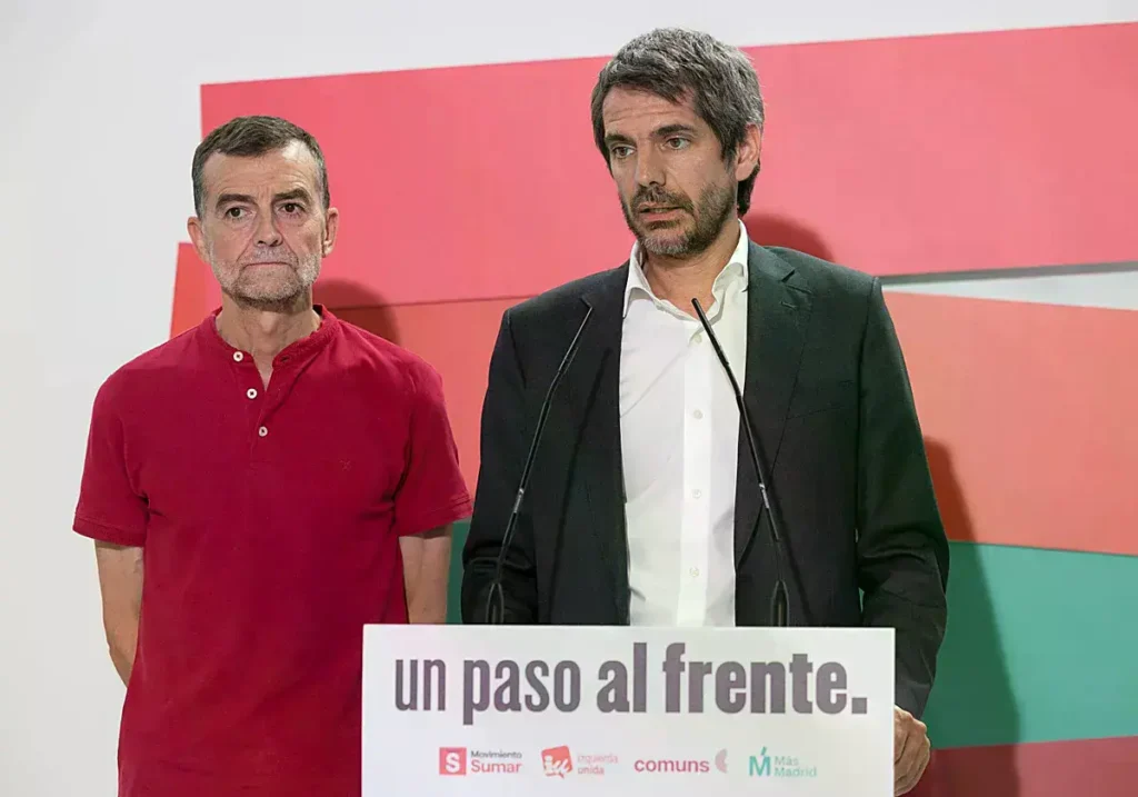 Antonio Maíllo y Ernest Urtasun en la rueda de prensa conjunta de este lunes.